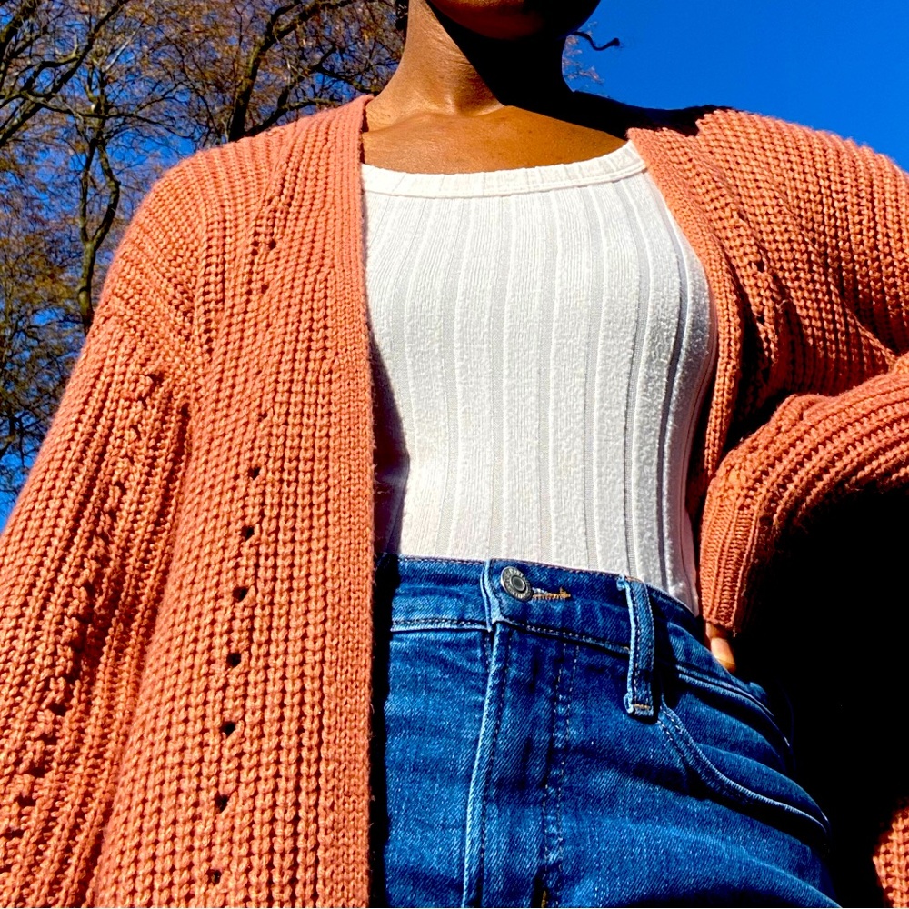 Nude color knitted cardigan